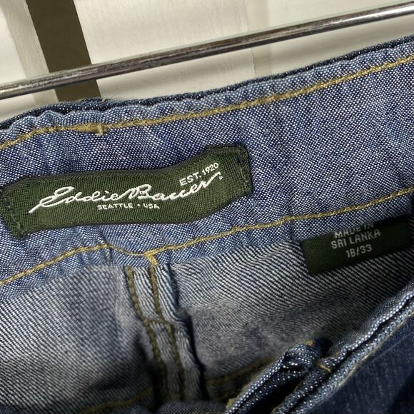 New Eddie Bauer Straight Leg Jeans Dark Wash Mid Rise Pants Womens Size 16 - Picture 7 of 10